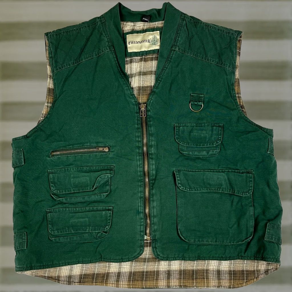 Vintage VINTAGE Fieldmaster Men's Vest Shirt Pocketed Flannel Lined Green Size L Outdoor Fishing Hunting Size US L / EU 52-54 / 3 - 1 Thumbnail