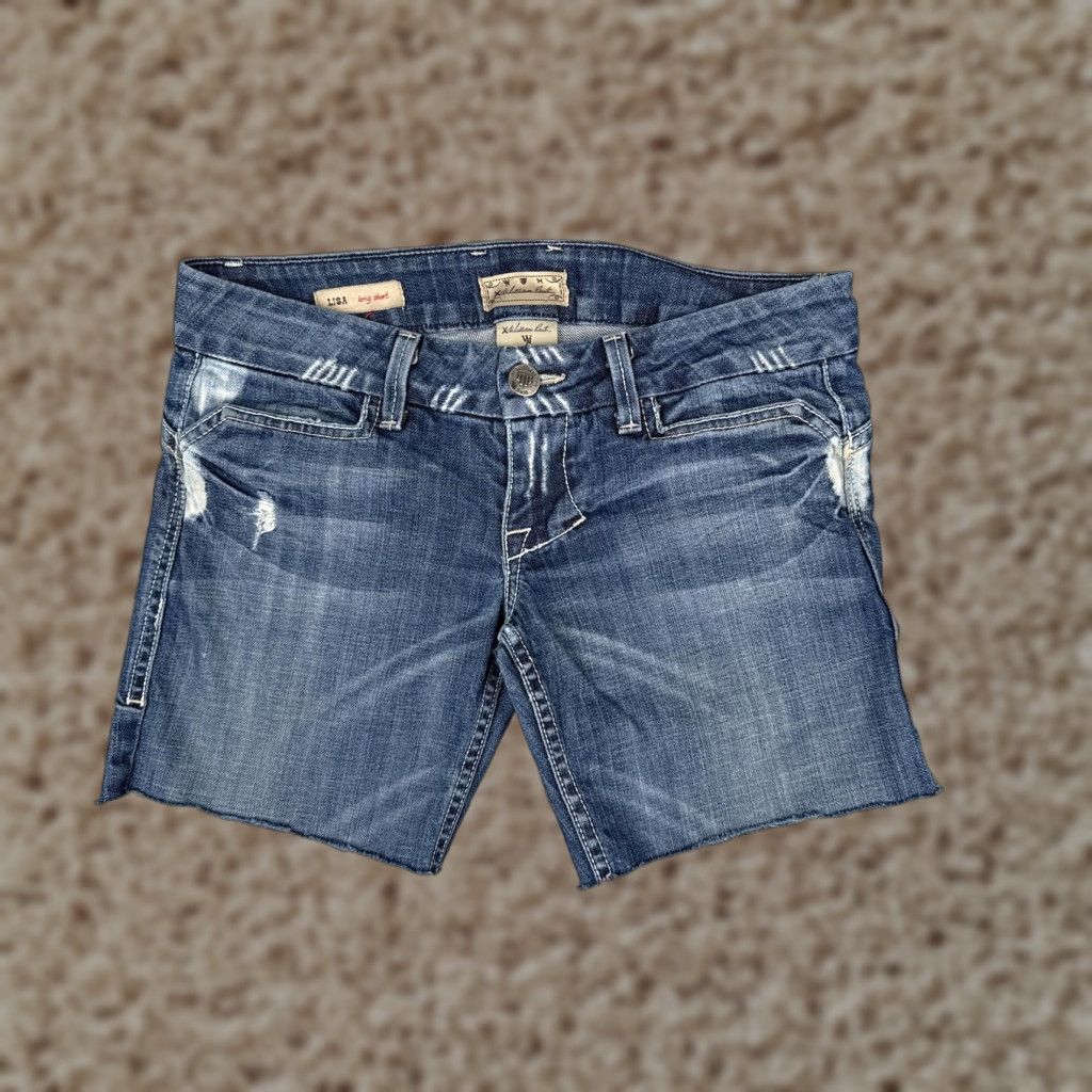 Vintage William Rast Shorts Womens 26x7 Blue Distressed Cut-Off Short Lisa Long Short Denim Size 26" / US 2 / IT 38 - 1 Thumbnail