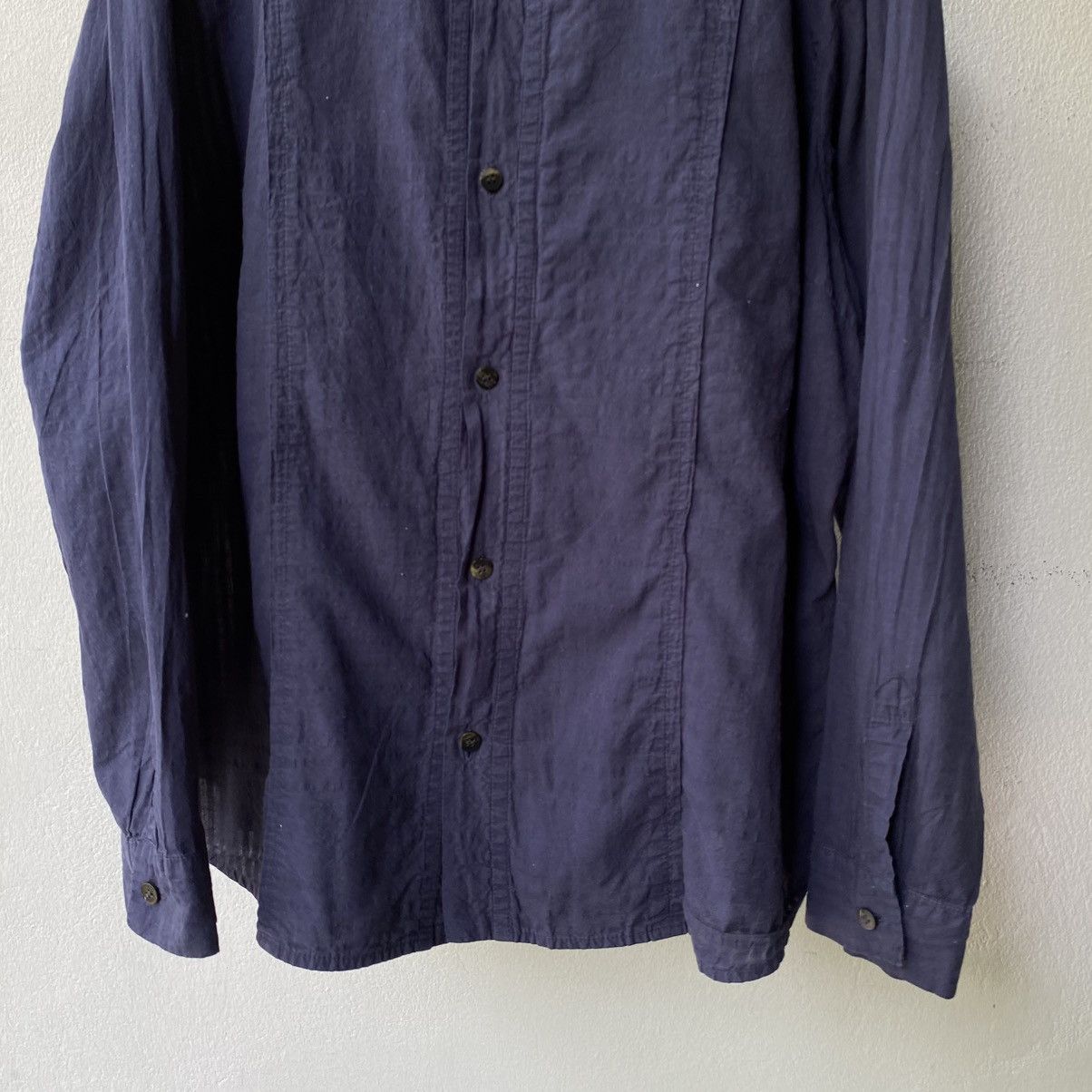 Issey Miyake Plantation Navy Textured Shirt Size XL / US 12-14 / IT 48-50 - 4 Thumbnail