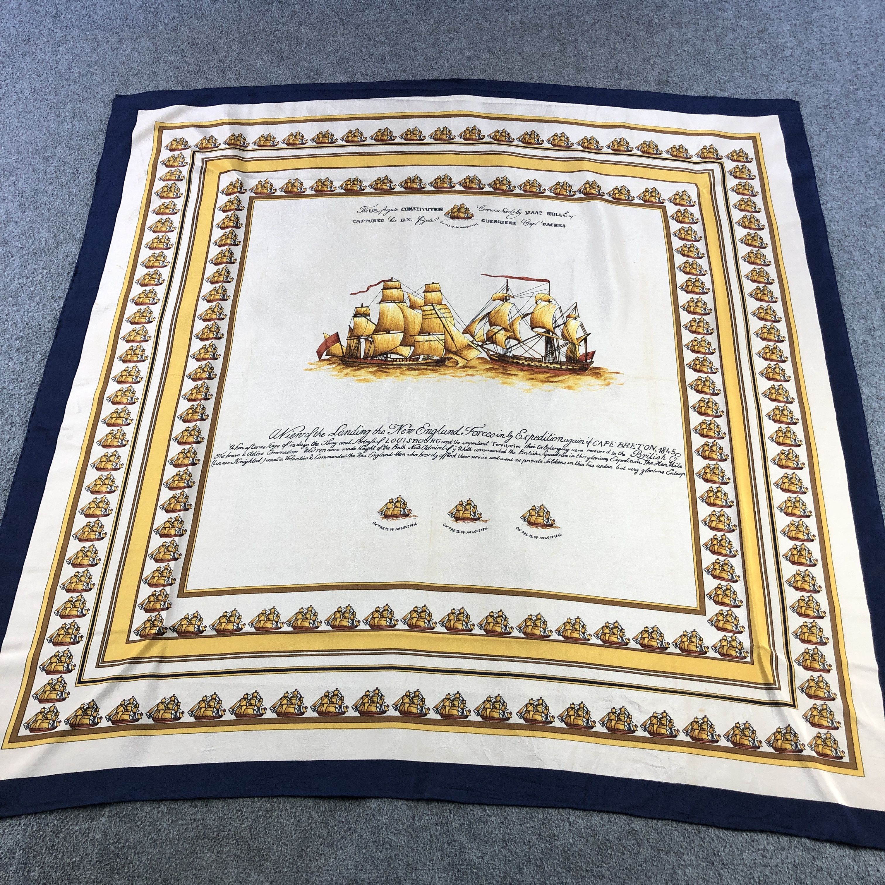 Vintage New England Forces Ships Silk Scarf M1377 Size ONE SIZE - 2 Thumbnail