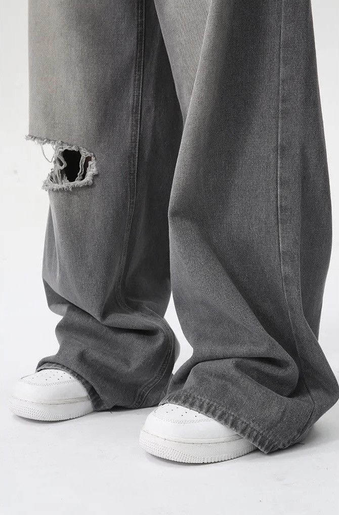 Japanese Brand × Jean × Vintage Men Distressed Straight Wide Leg Contrast Jean Size US 33 - 6 Thumbnail
