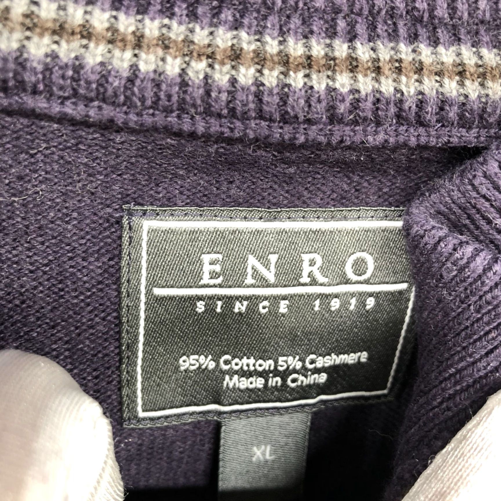 Enro VINTAGE Enro Sweater Mens XL 1/4 Button Mock Neck Cashmere Cotton Purple Eggplant Pullover Knit Classic Core Mens Size US XL / EU 56 / 4 - 7 Thumbnail
