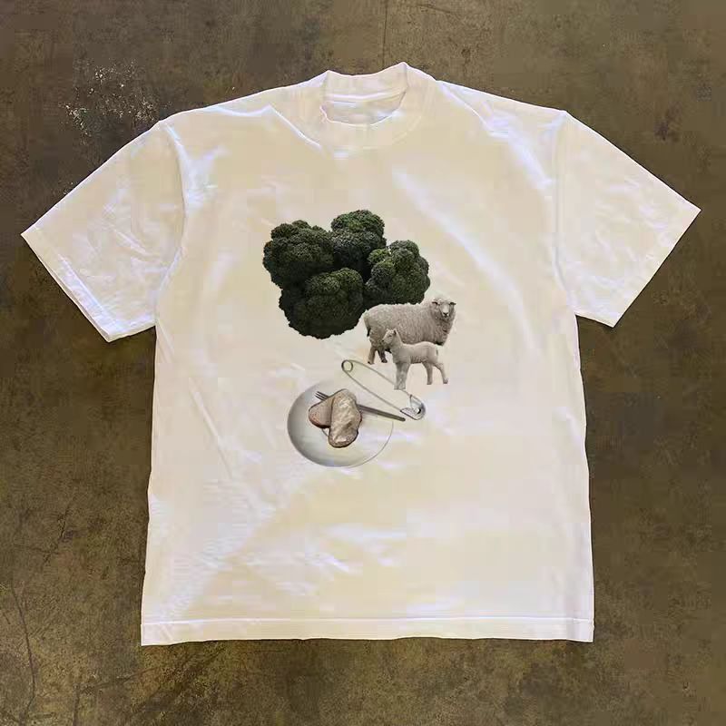 Vintage White washed vintage lamb print t-shirt Size US M / EU 48-50 / 2 - 1 Thumbnail