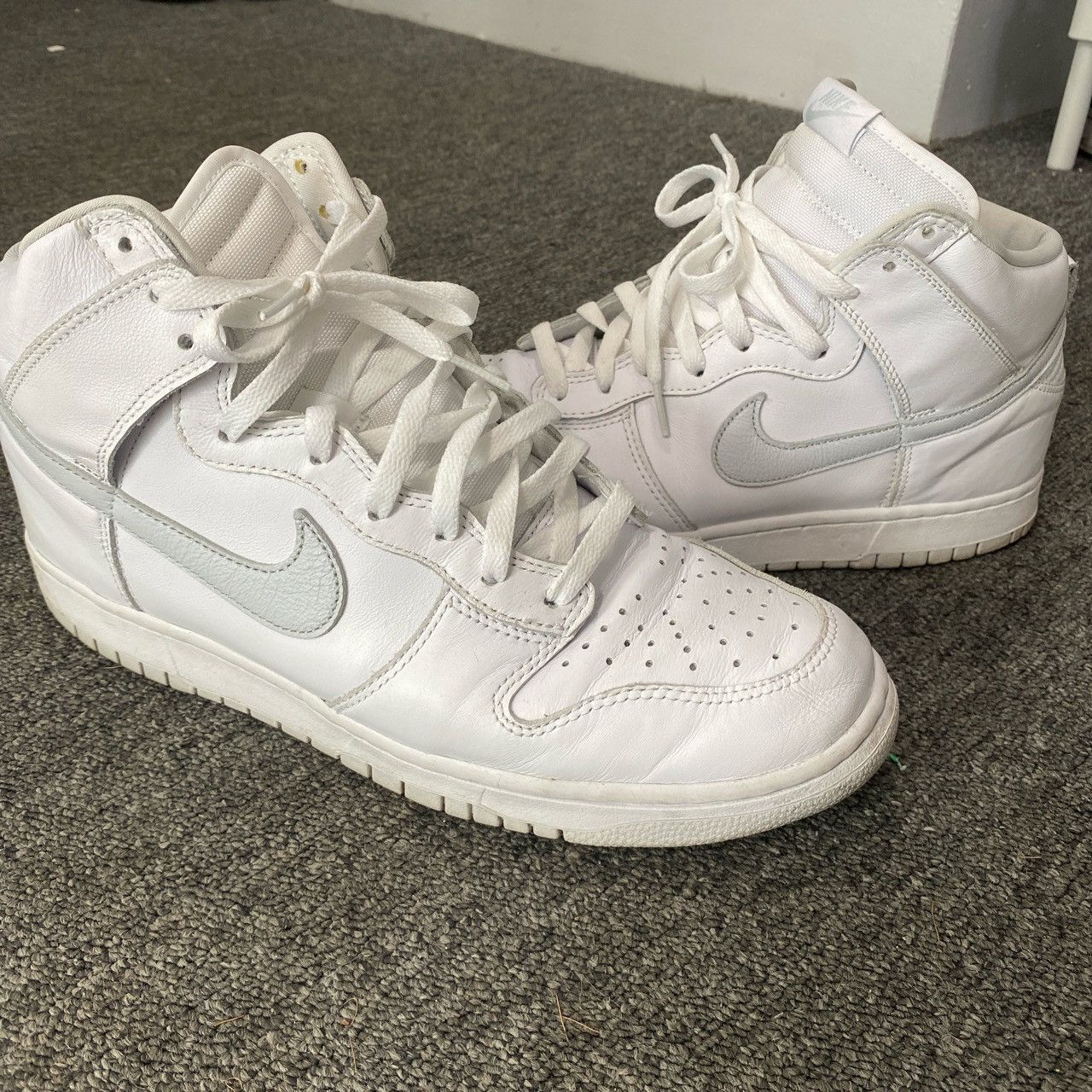 image of Nike Pure Platinum Dunk High Shoes in White, Men's (Size 11.5)