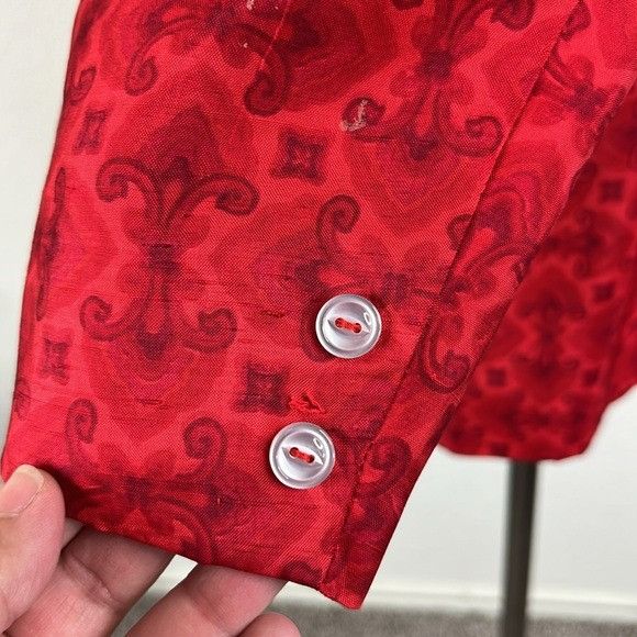 Vintage Cavanaugh's Virgin Islands Thai Silk Blazer Fluer Des Lis Ma Size 40R - 5 Thumbnail