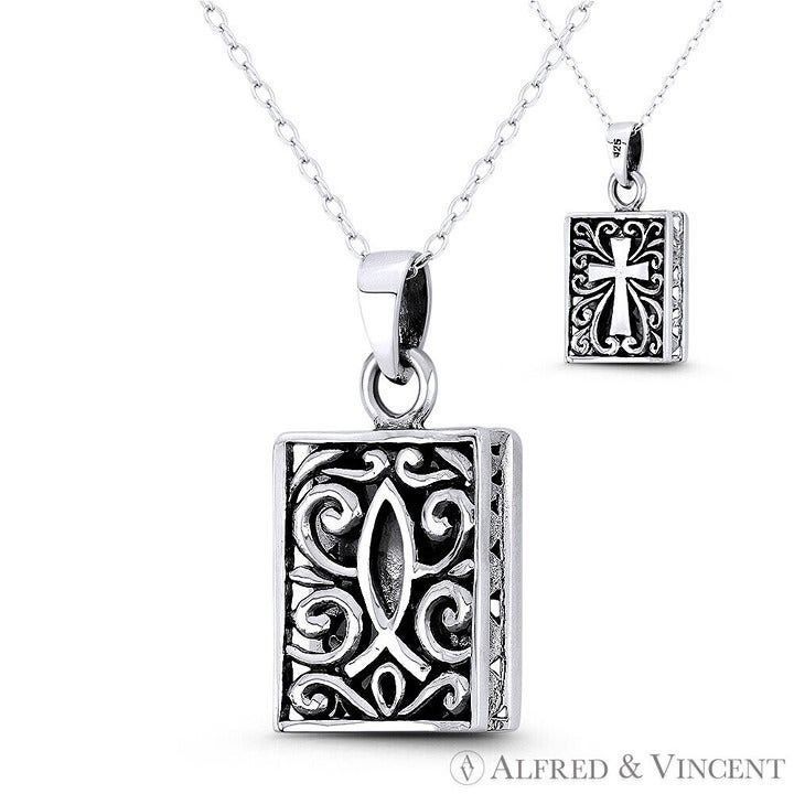 Other Icthus Fish & Flared Cross Pendant in .925 Sterling Silver Size ONE SIZE - 1 Preview