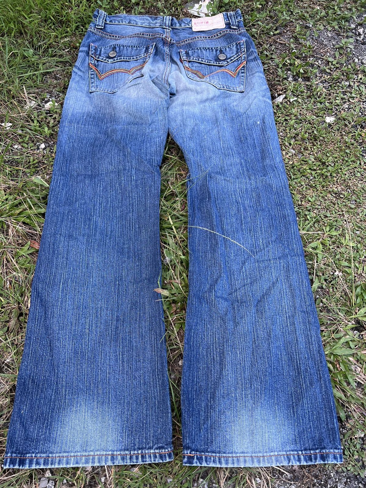 Edwin × Japanese Brand VTG EDWIN DISTRESSED FLARE JEANS VERY RARE Size US 32 / EU 48 - 2 Thumbnail