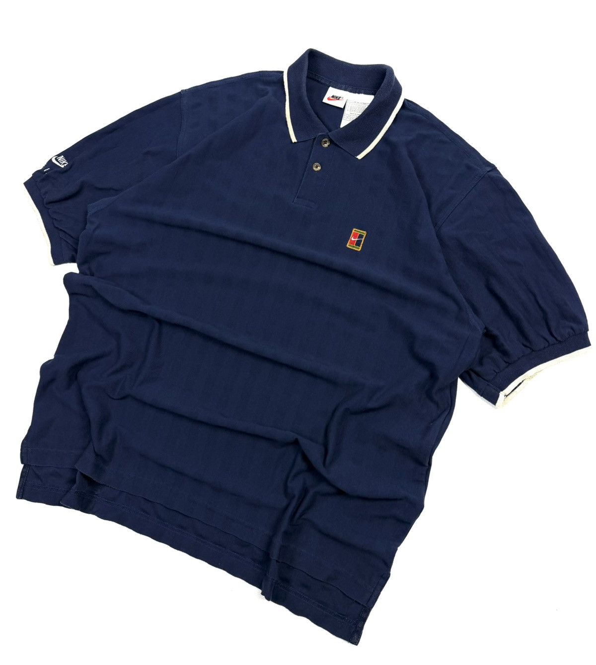 Nike 90s Nike Court Vintage Striped Polo Shirt Tee Tennis Blue Size US L / EU 52-54 / 3 - 2 Thumbnail