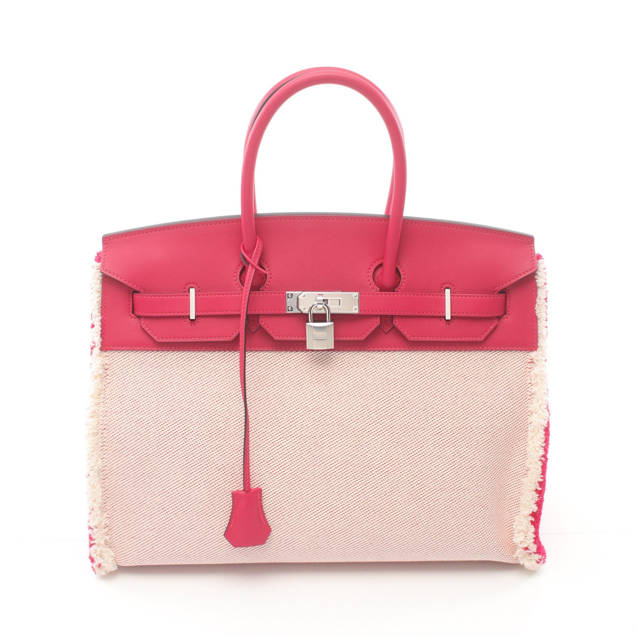 Hermes Hermes Birkin 35 Hurray, Hurray Raspberries Handbag Twill Ash Veau Swift Pink Purple Silver Hardware Z Stamp Size ONE SIZE - 1 Thumbnail
