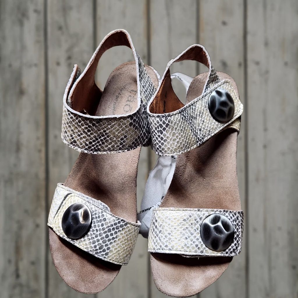 Taos Taos Carousel Wedge Heel Sandals Women's Sandal Size 6.5 Multicolor Leather Snakeskin Adjustable Strap Ankle Strap Comfort Casual Size US 7 / IT 37 - 1 Thumbnail