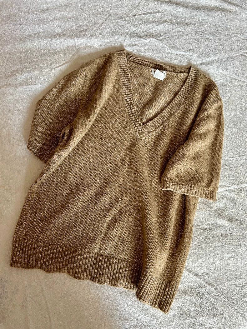 Dries Van Noten Dries Van Noten Gold thread knitted short-sleeved shirt Size M / US 6-8 / IT 42-44 - 1 Thumbnail