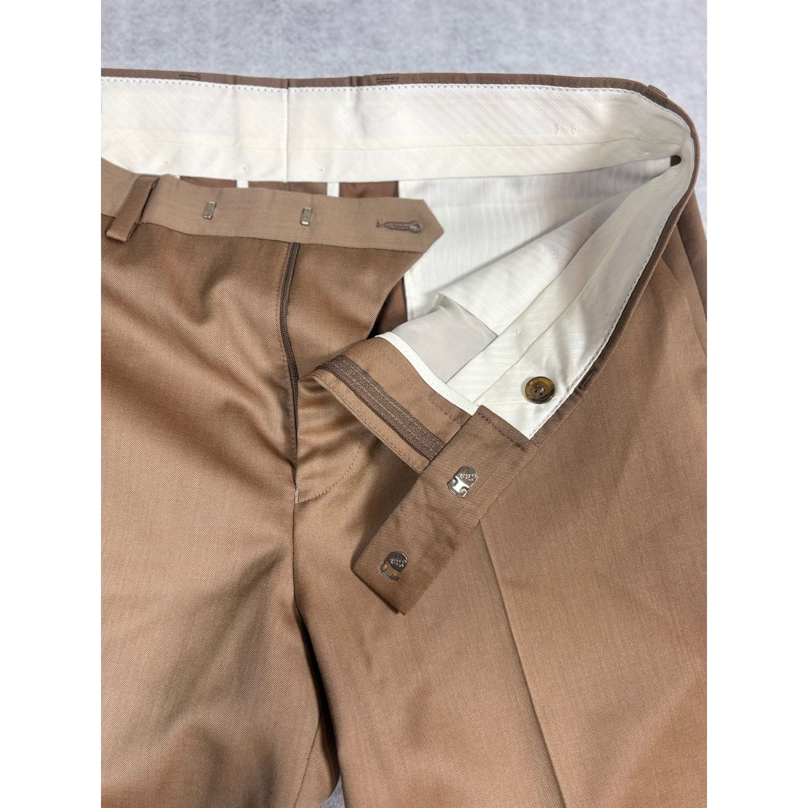 Paul Fredrick Paul Fredrick Brown Wool Flat Front Slacks Classic Fit #0514 Size US 34 / EU 50 - 6 Thumbnail