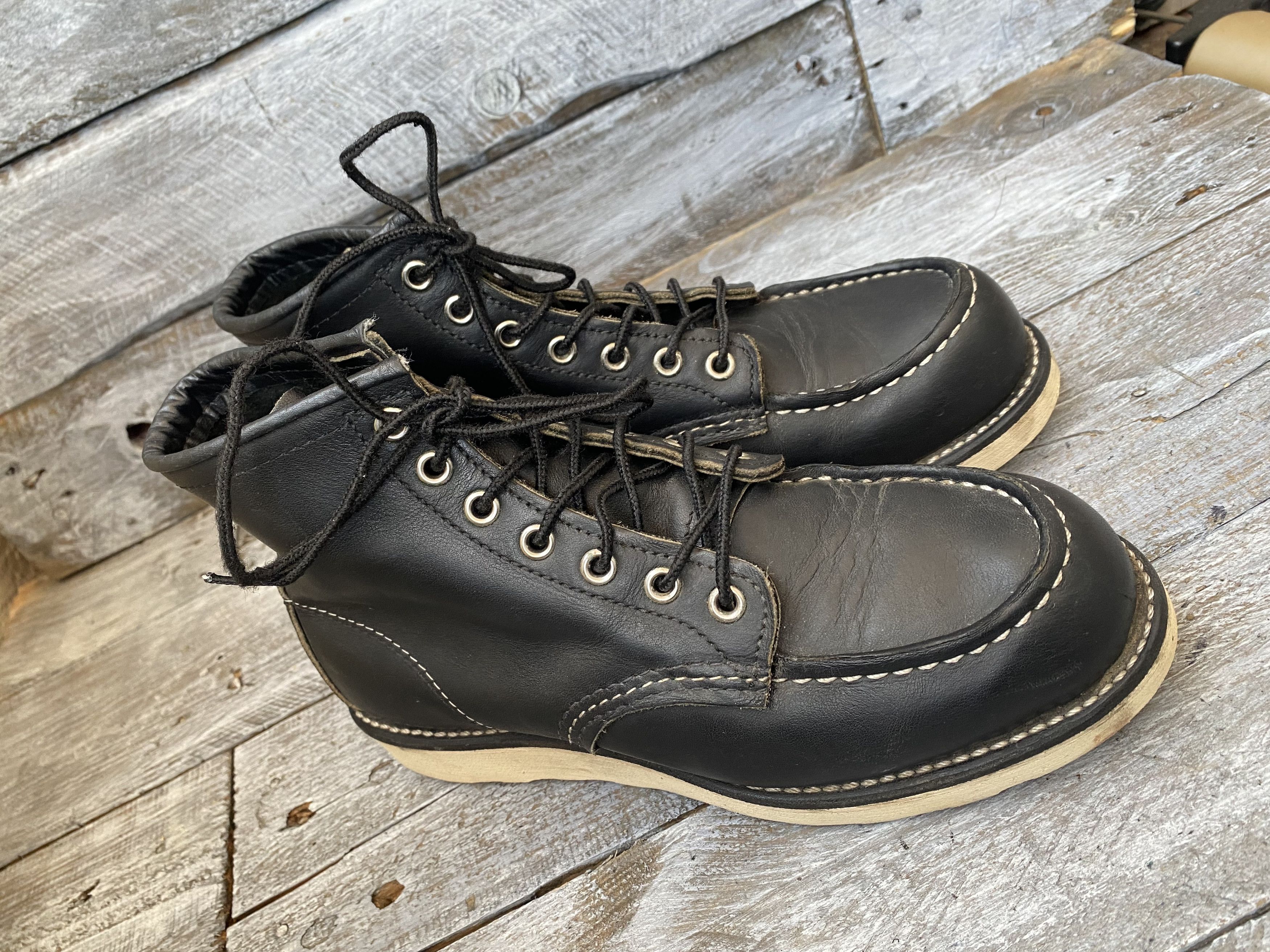 Red Wing Redwing moc-toe black leather boots sz 37.5 Size US 5.5 / EU 38 - 9 Thumbnail
