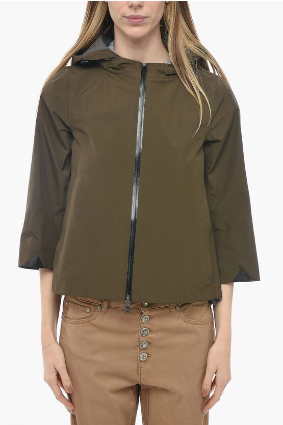 image of Herno Hooded Windbreaker Jacket in Brown, Women's (Size Small)