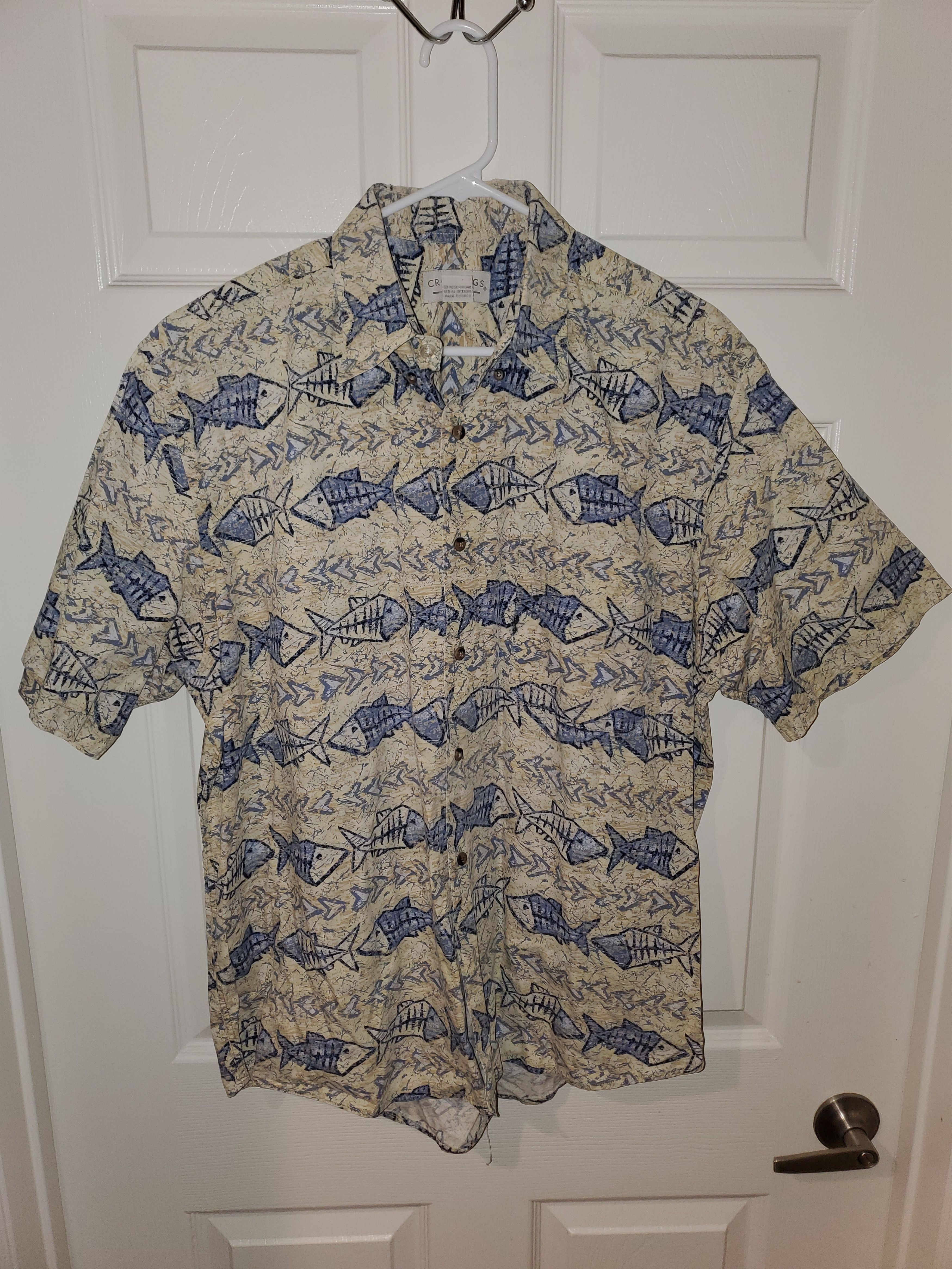 Vintage Vintage Fish Geometric Print Hawaiian Shirt (size L) Size US L / EU 52-54 / 3 - 1 Preview