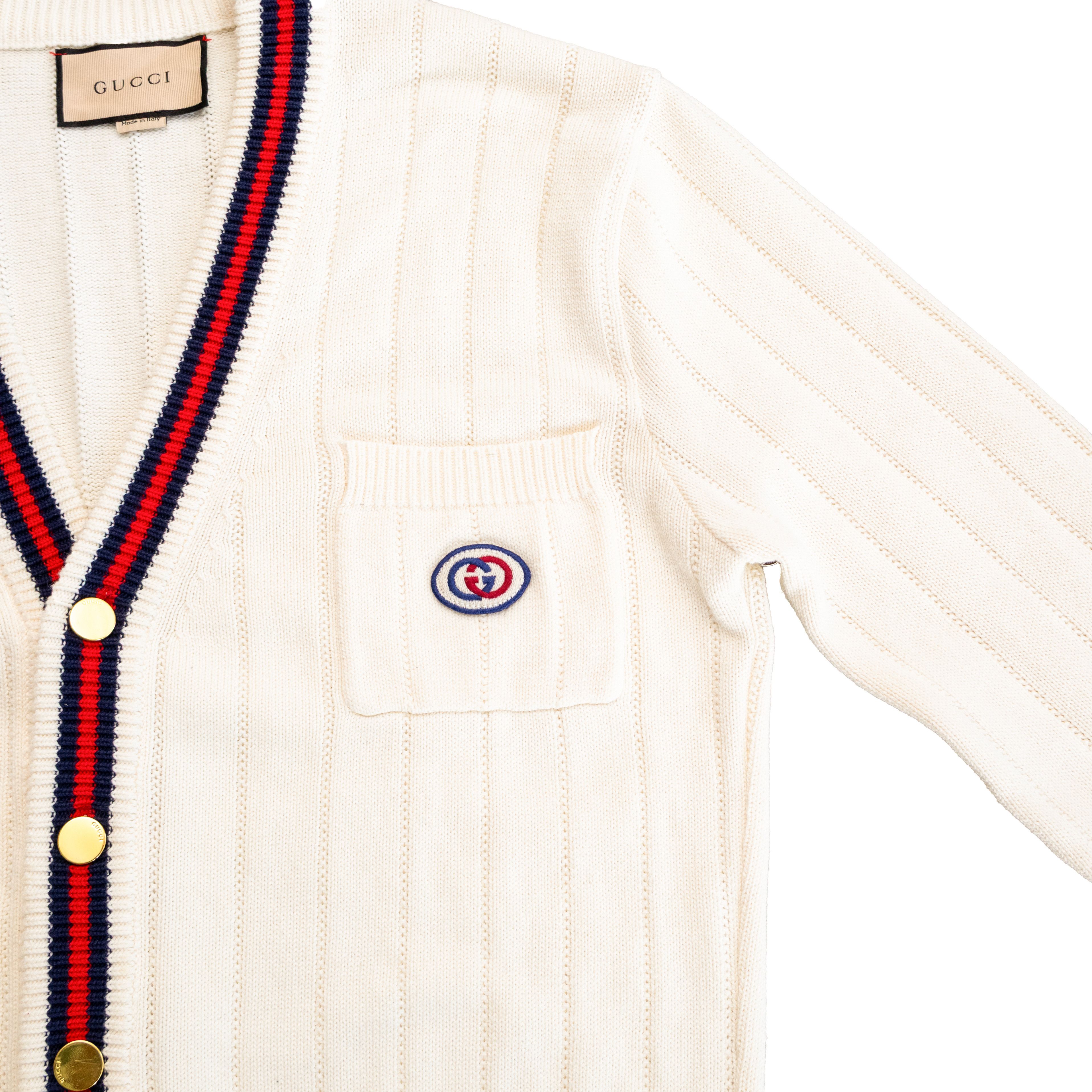 Gucci Gucci Cardigan Sweater White Web Stripe GG Logo SZ S Size US S / EU 44-46 / 1 - 7 Thumbnail