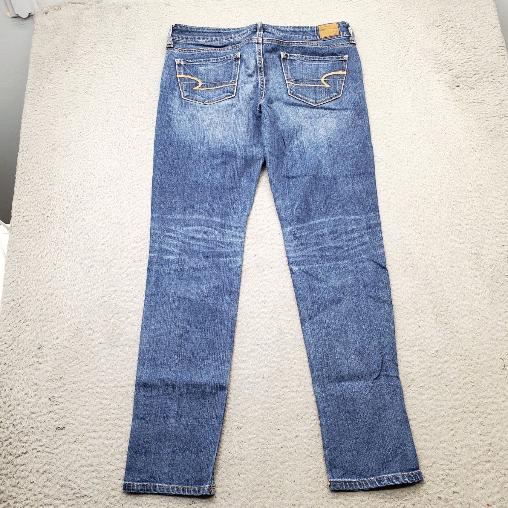 American Eagle Outfitters American Eagle Outfitters Skinny Jeans Womens 6 Blue Denim Stretch Whiskered Size 28" / US 6 / IT 42 - 2 Thumbnail