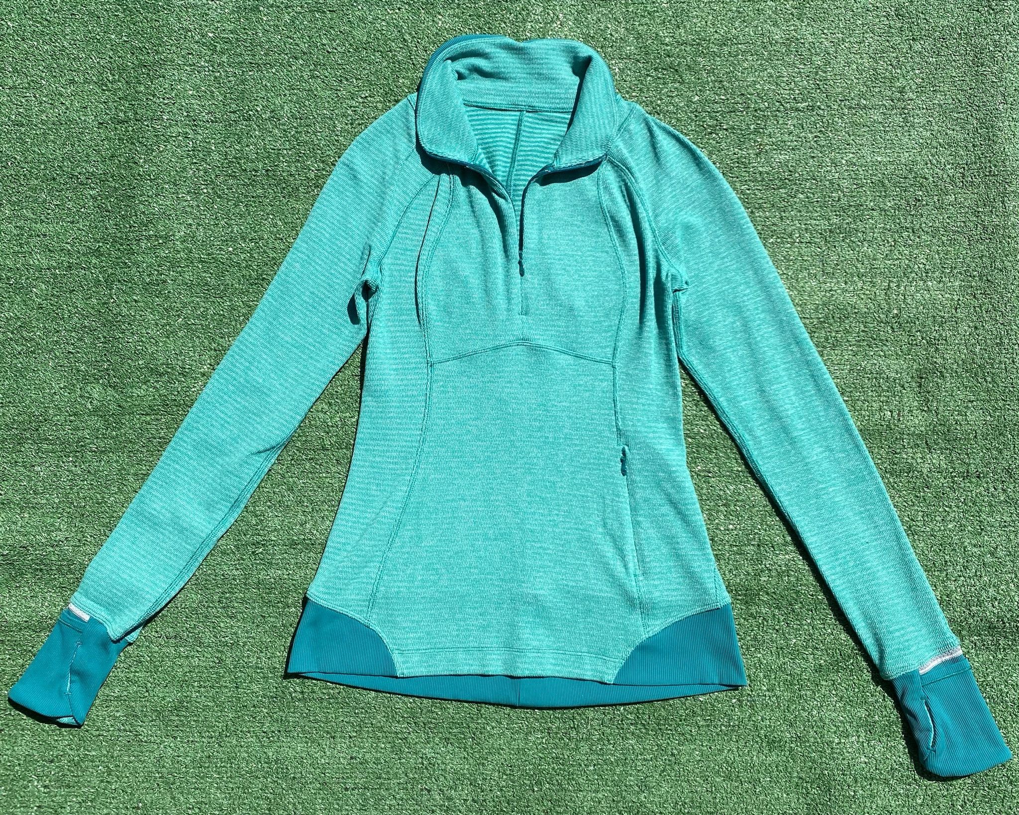 Lululemon Lululemon Runderful 1/2 Zip Green Teal Long Sleeve Shirt 4 Size S / US 4 / IT 40 - 1 Thumbnail
