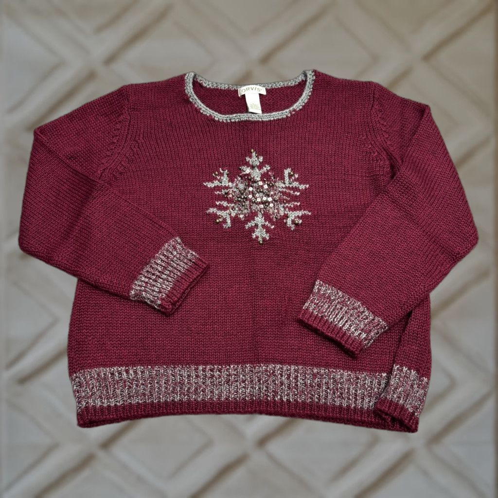 Orvis Vintage Orvis Wool Acrylic Pullover Sweater Women Large Red Holiday Christmas Fall Winter Size L / US 10 / IT 46 - 1 Thumbnail