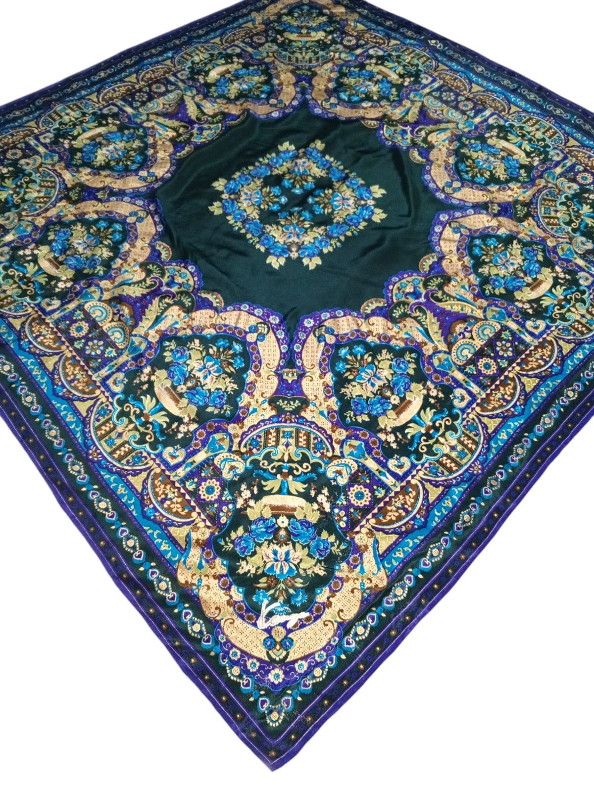 Kenzo KENZO PARIS Floral Flowers Purple Green Blue XXL Silk Scarf Size ONE SIZE - 3 Thumbnail