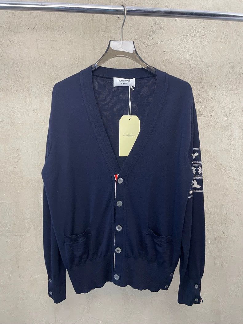 Thom Browne Thom Browne Navy Wool Knit Cardigan Size US S / EU 44-46 / 1 - 1 Thumbnail
