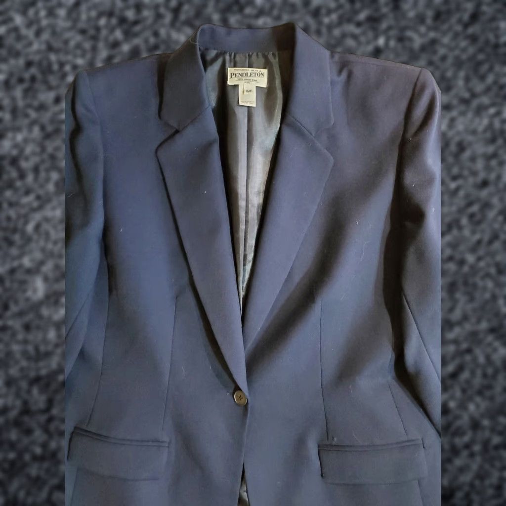 Pendleton VINTAGE Pendleton Signature Blazer Navy Blue One-Button Front Womens Sz 16W Size XXL / US 16-18 / IT 52-54 - 1 Thumbnail