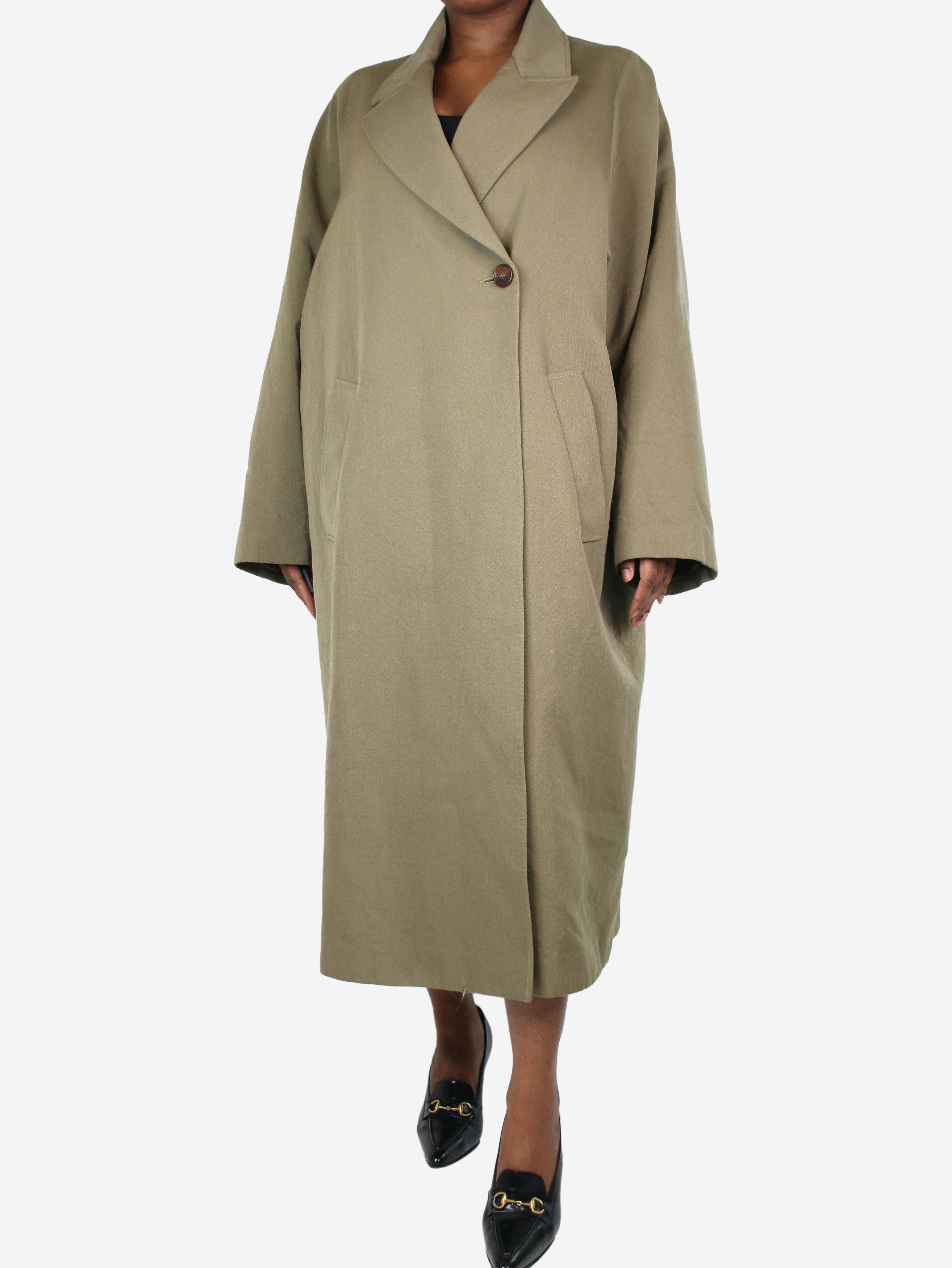 image of Raey Green Single-Button Wool Coat - Size Uk 12, Women's