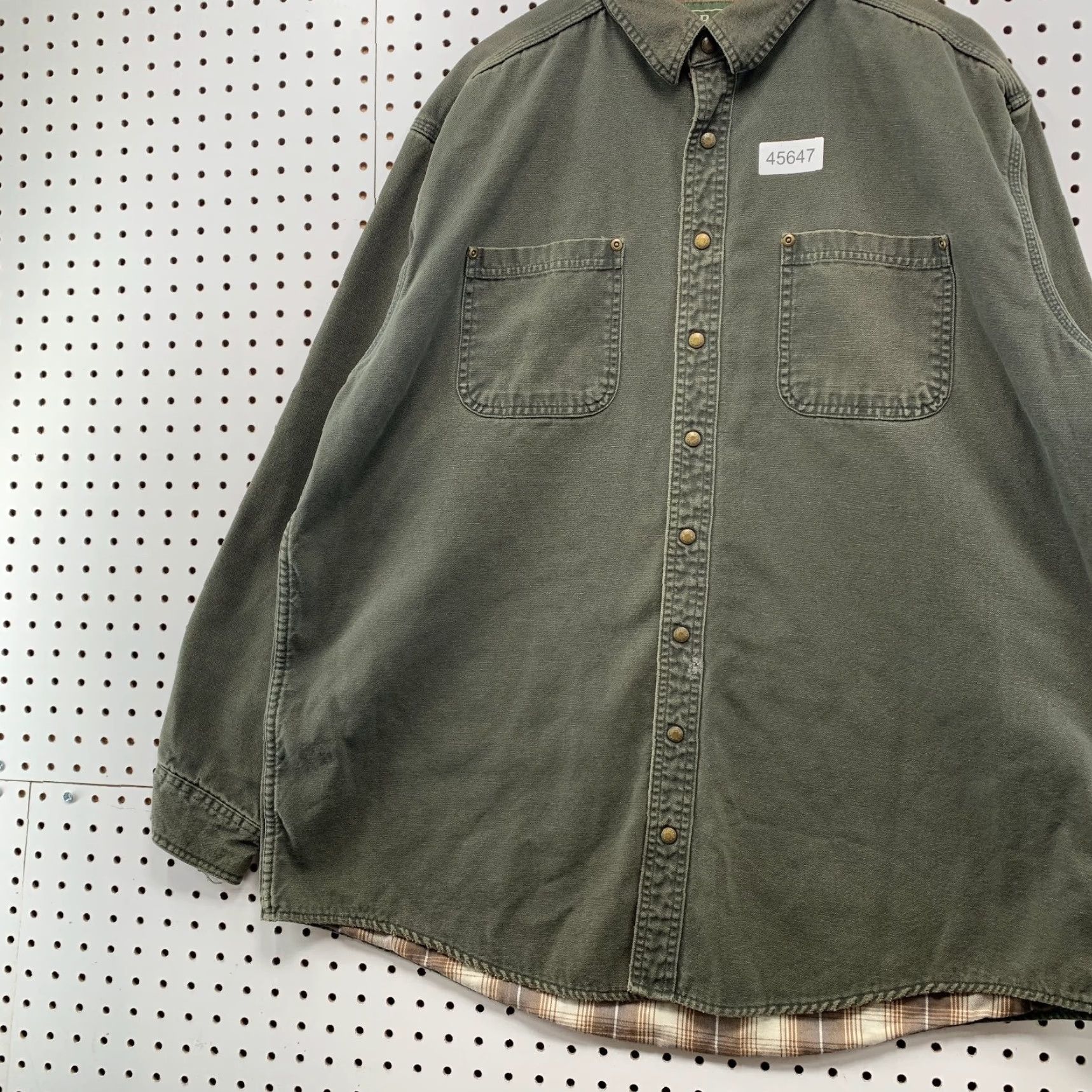 Vintage VINTAGE LL Bean Canvas Shirt Snap Jacket Mens XL Tall Green Flannel Lined XLT Outdoor Size US XL / EU 56 / 4 - 3 Thumbnail