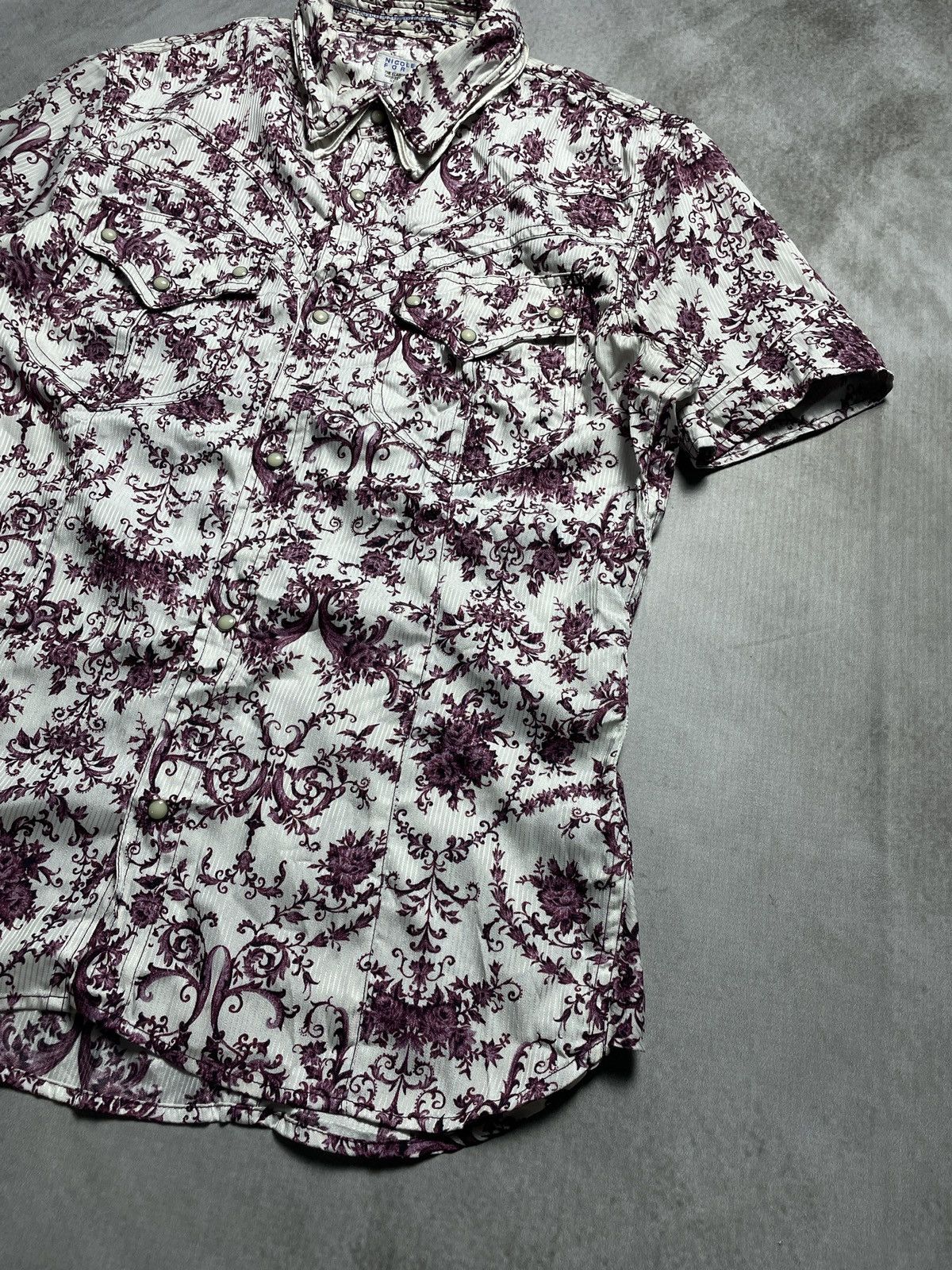 If Six Was Nine 2000’s NCFM - Floral Vkei Style Double Collar Button Shirt Size US M / EU 48-50 / 2 - 2 Thumbnail