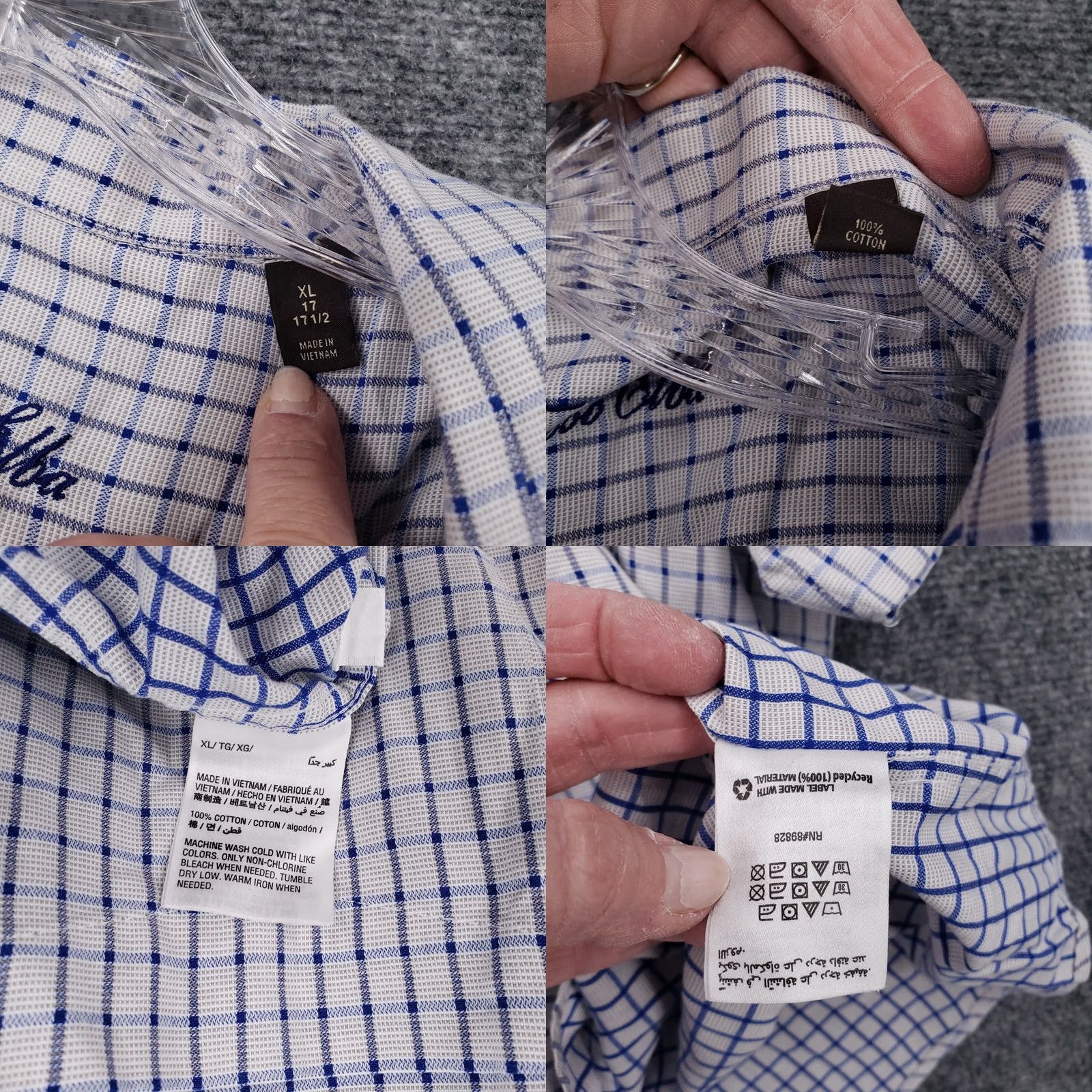 Tasso Elba Tasso Elba Shirt XL Blue Plaid Short Sleeve Button Up Extra Large Oxford Pocket Size US XL / EU 56 / 4 - 8 Thumbnail