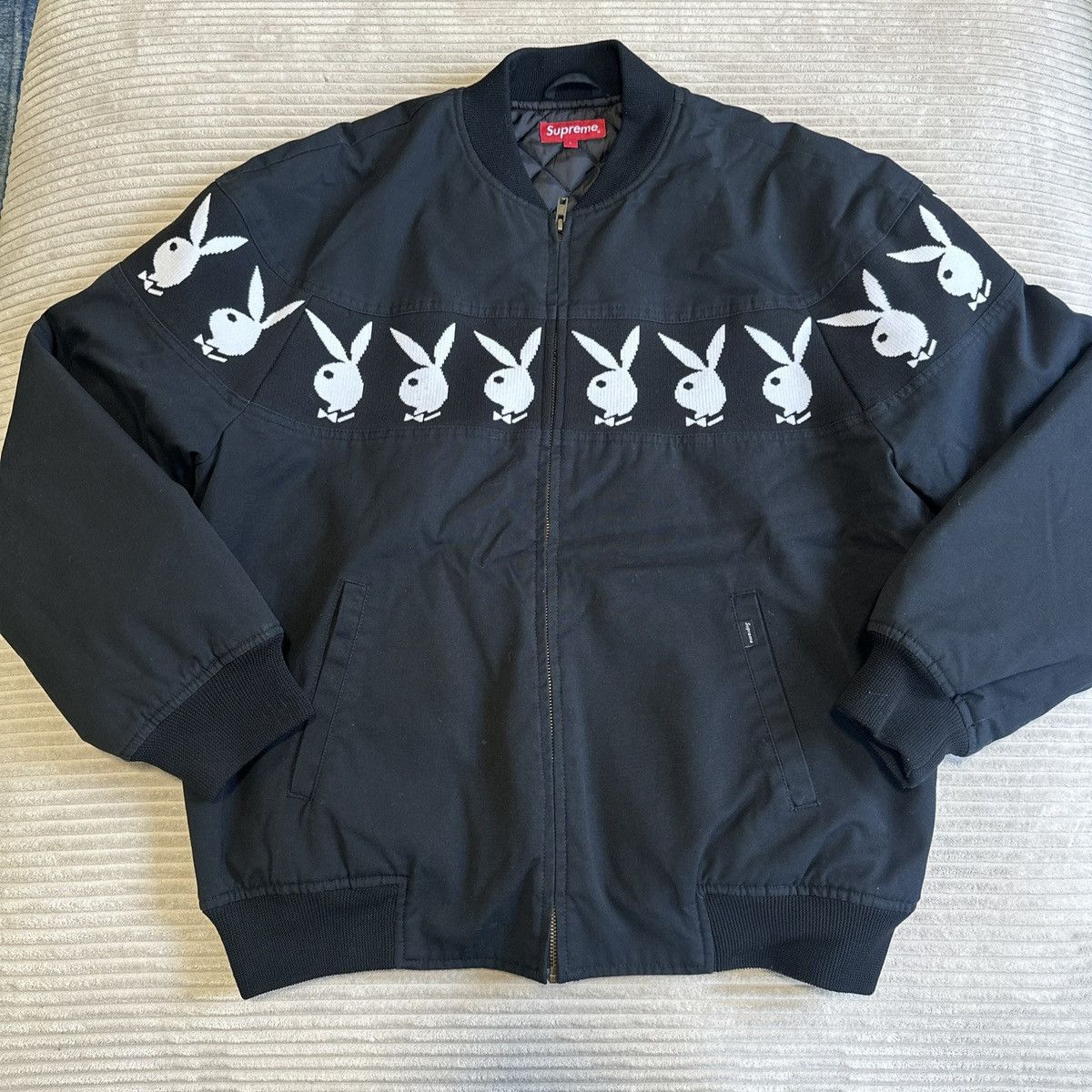 Supreme X Playboy SS19 Crew Full Zip Bomber Jacket Quilted