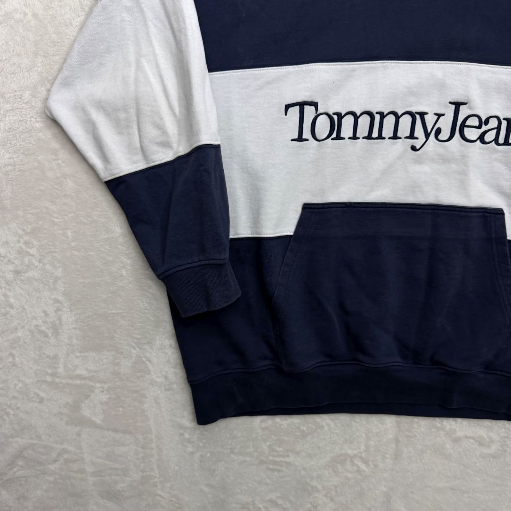 Tommy Hilfiger Tommy Hilfiger Hooded Sweater 2XL Blue Fleece Pullover Mens Crew Neck Logo Embroidered Pockets Size US XXL / EU 58 / 5 - 7 Thumbnail