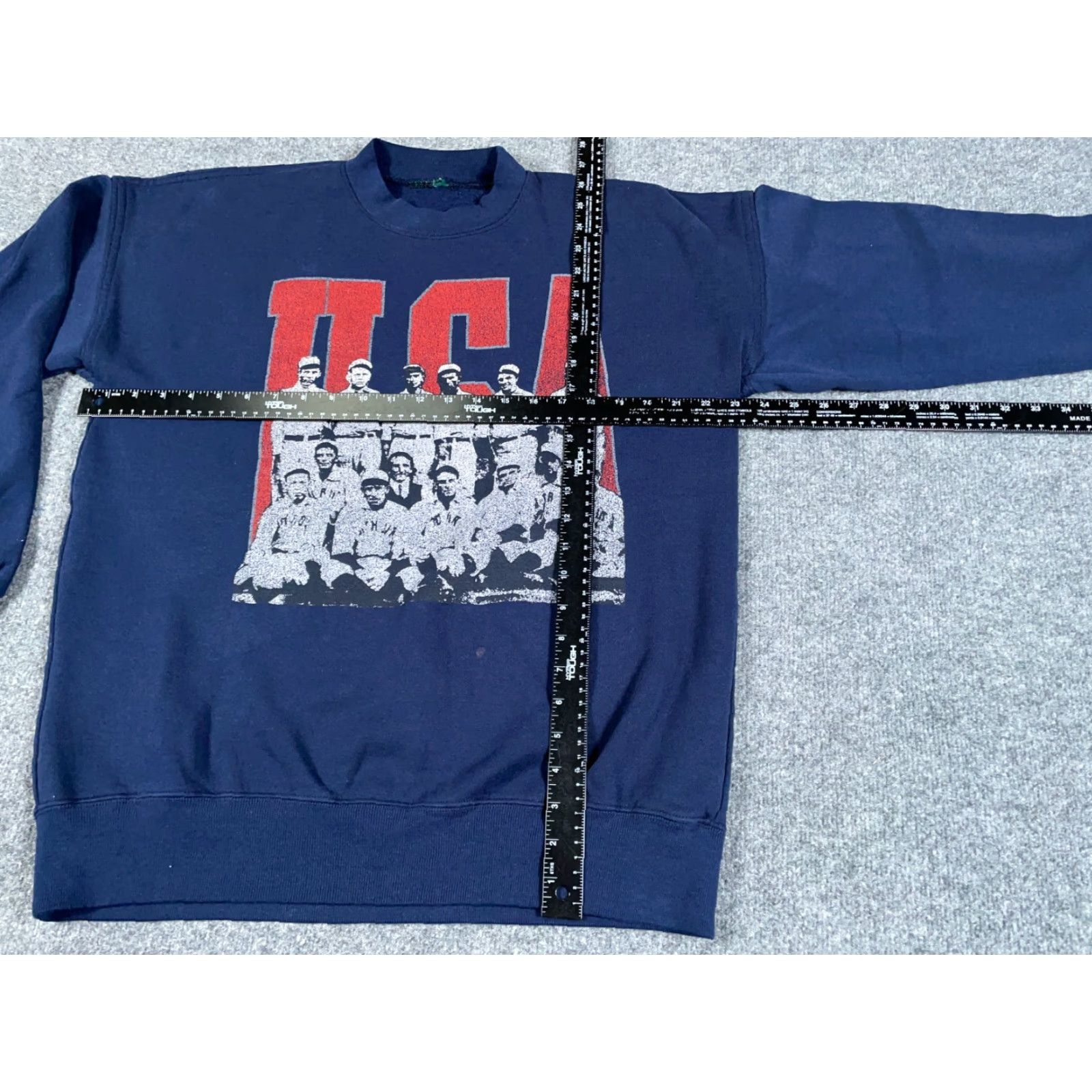 Vintage VTG 90s USA Baseball Sweatshirt Adult Large XL Blue Big Print Retro Sports Mens Size US L / EU 52-54 / 3 - 5 Thumbnail