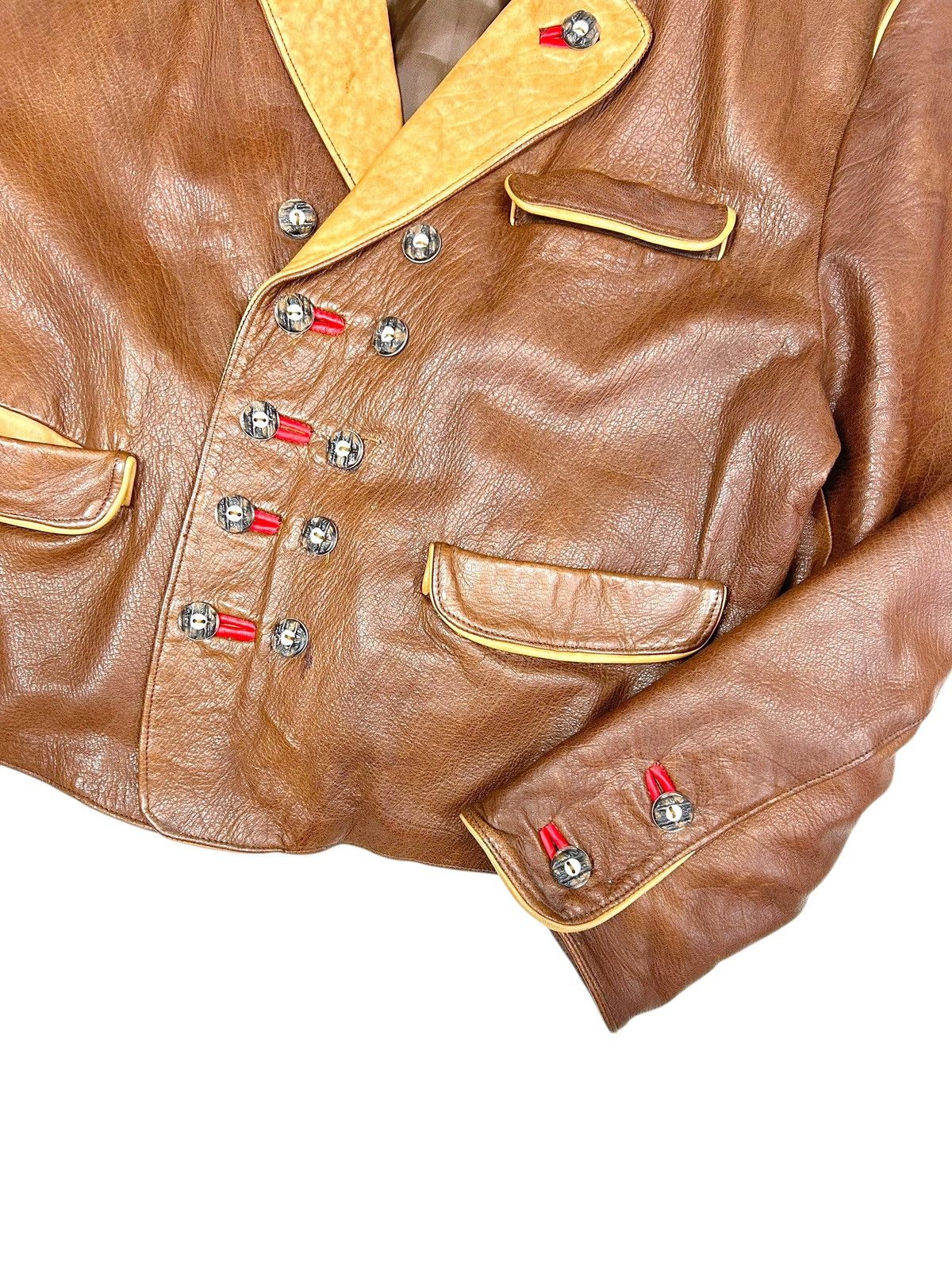 Vintage Vintage Brown Leather Jacket Bavarian Napoleon Y2K style Size US L / EU 52-54 / 3 - 5 Thumbnail