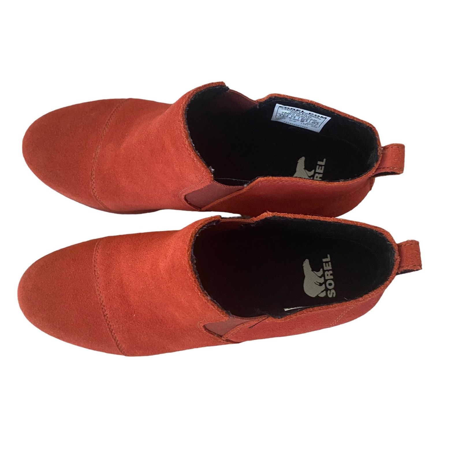 SOREL SOREL Suede Leather Evie Pull On Wedge Ankle Bootie WARP RED Size US 9.5 / IT 39.5 - 3 Thumbnail