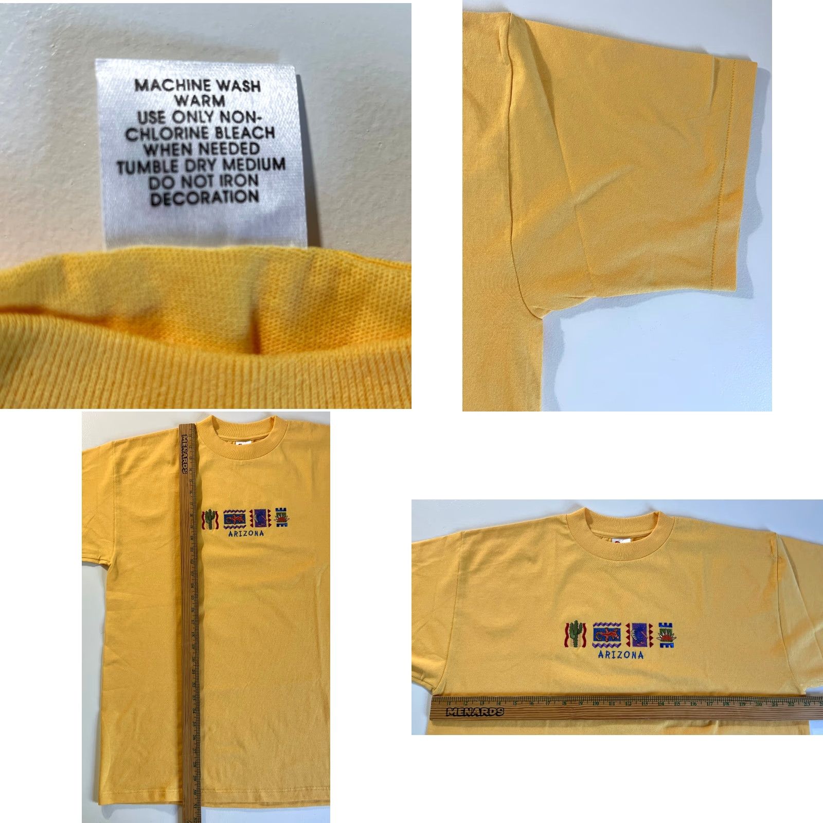 Vintage VINTAGE Desert Heat Arizona T-Shirt Unisex Adults Short Sleeve Crew Neck XL Yellow Embroidered 90s Made in USA Mens Womens Size US XL / EU 56 / 4 - 8 Thumbnail