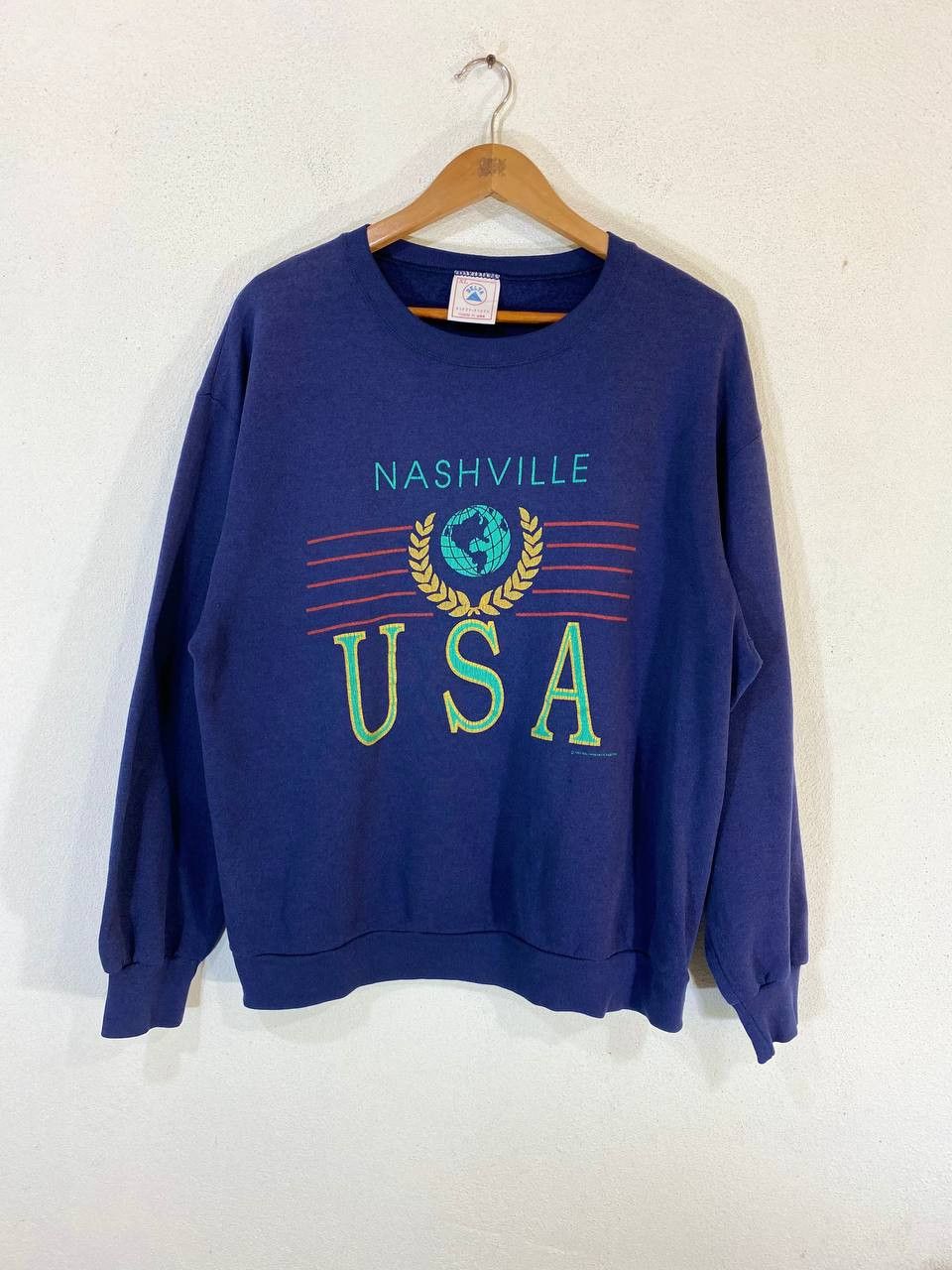 image of Avant Garde x Made In USA Vintage Nashville Usa Sweatshirt Nice Design in Navy Blue, Men's (Size XL