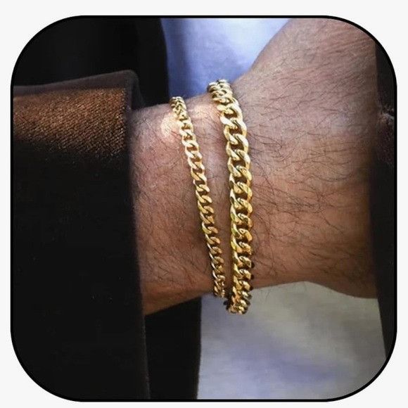 Other Men’s 2 Piece Gold Tone Chain Bracelet Set Size ONE SIZE - 1 Thumbnail