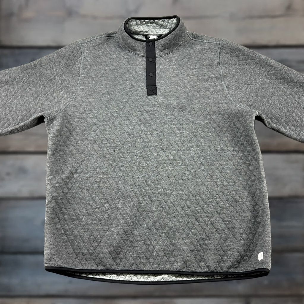 Marine Layer Marine Layer Sweater Mens 2XL Grey Quilted Fleece Pullover Corbet 1/4 T Snap Short Logo Solid Long Sleeve Winter Fall Spring Regular Mens Size US XXL / EU 58 / 5 - 1 Thumbnail