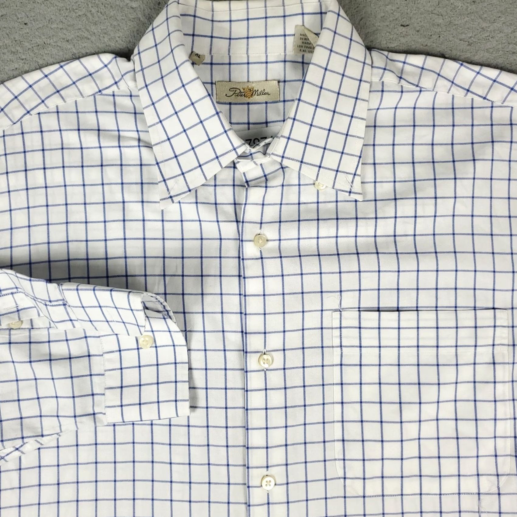 Peter Millar Peter Millar Shirt Mens XL White Blue Check Button-Up Long Sleeve Size US XL / EU 56 / 4 - 2 Thumbnail