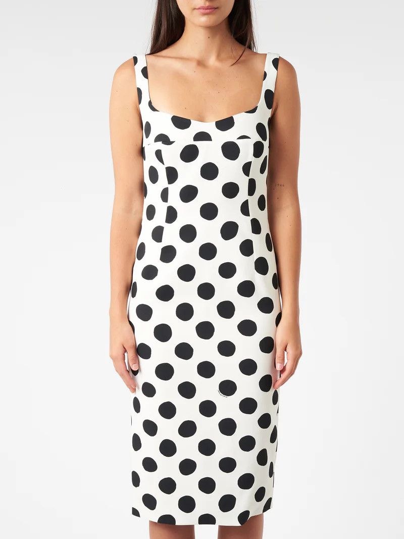 Marni o1w1db10824 Polka Dots Sleeveless Midi Dress in White Black Size M / US 6-8 / IT 42-44 - 1 Thumbnail