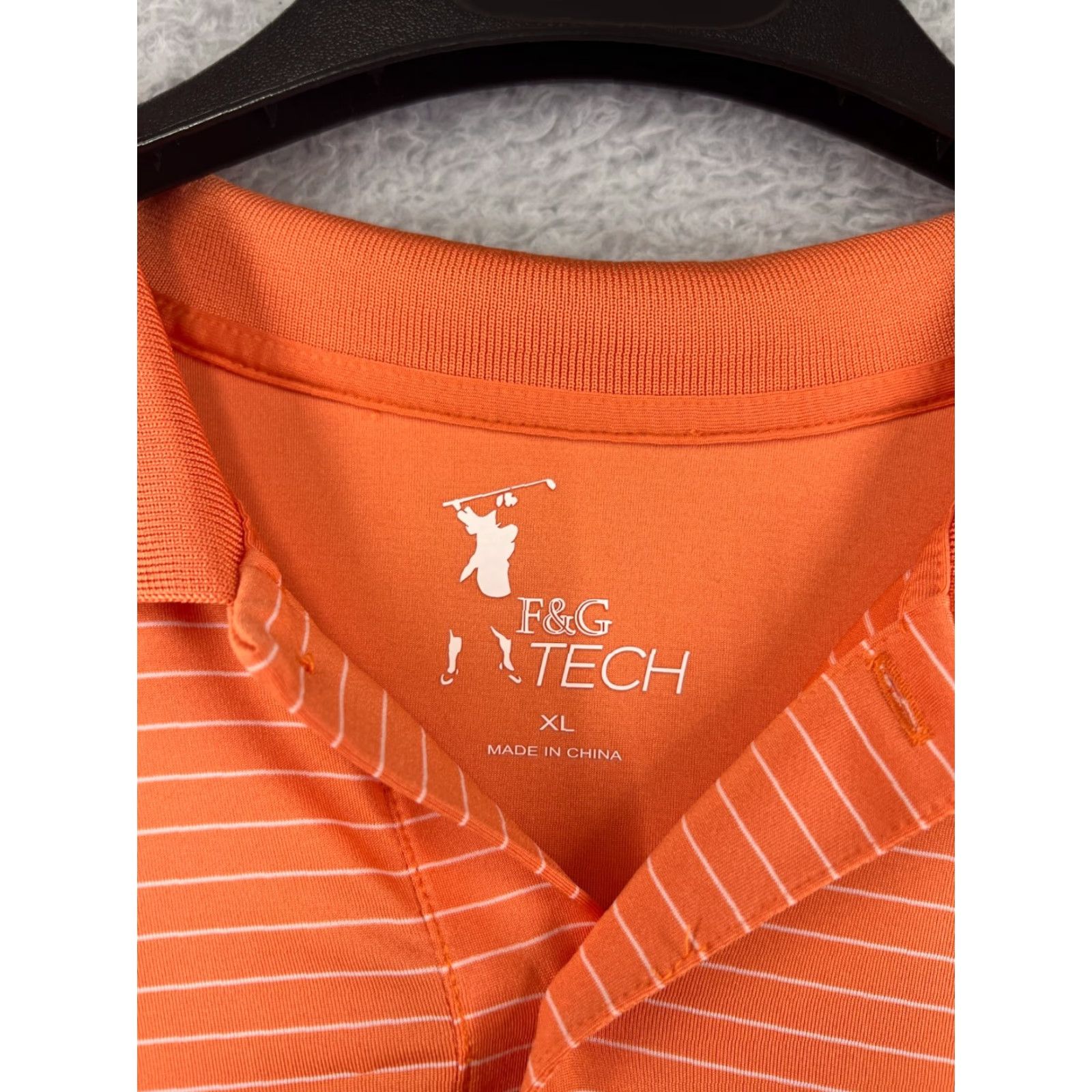 Vintage F&G Tech Polo Shirt Mens XL Orange Striped Golf Stretch Polyester 100% Polyester Shirt Polo Fashion Sports Classic Men’s Adults Regular Men Size US XL / EU 56 / 4 - 3 Thumbnail
