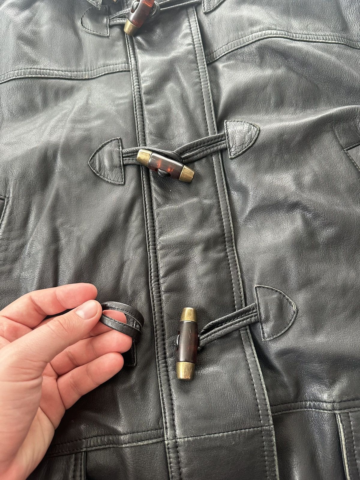 Mulberry Mulberry Lether Black Duffle Coat Napoleon Jacket hype Size US L / EU 52-54 / 3 - 3 Thumbnail
