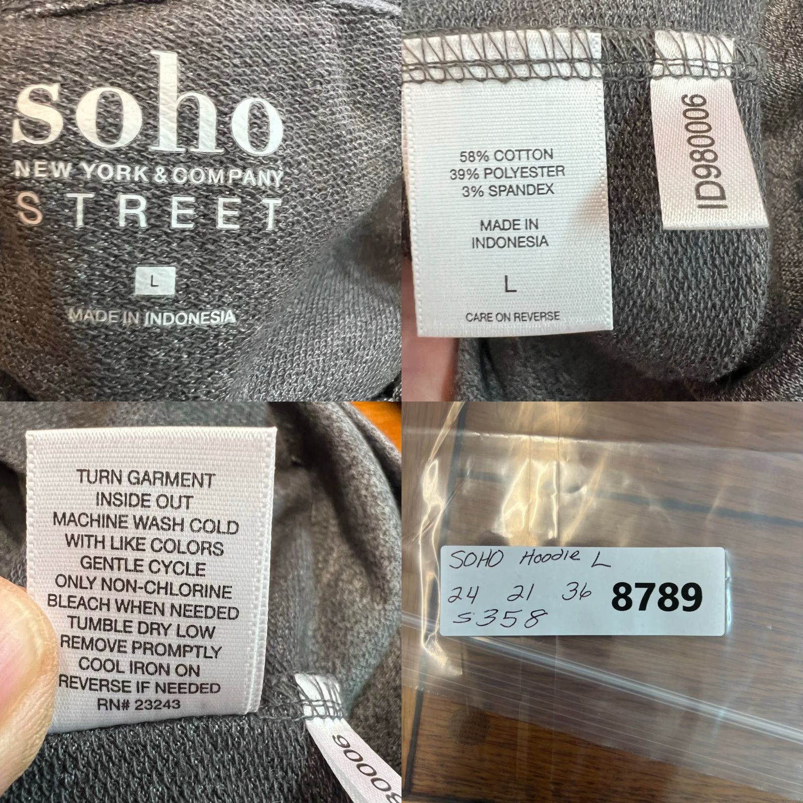 Vintage SOHO Knit Long Hoodie Sweater Womens L Gray Pockets Shirt/Cardigan Style Size L / US 10 / IT 46 - 8 Thumbnail
