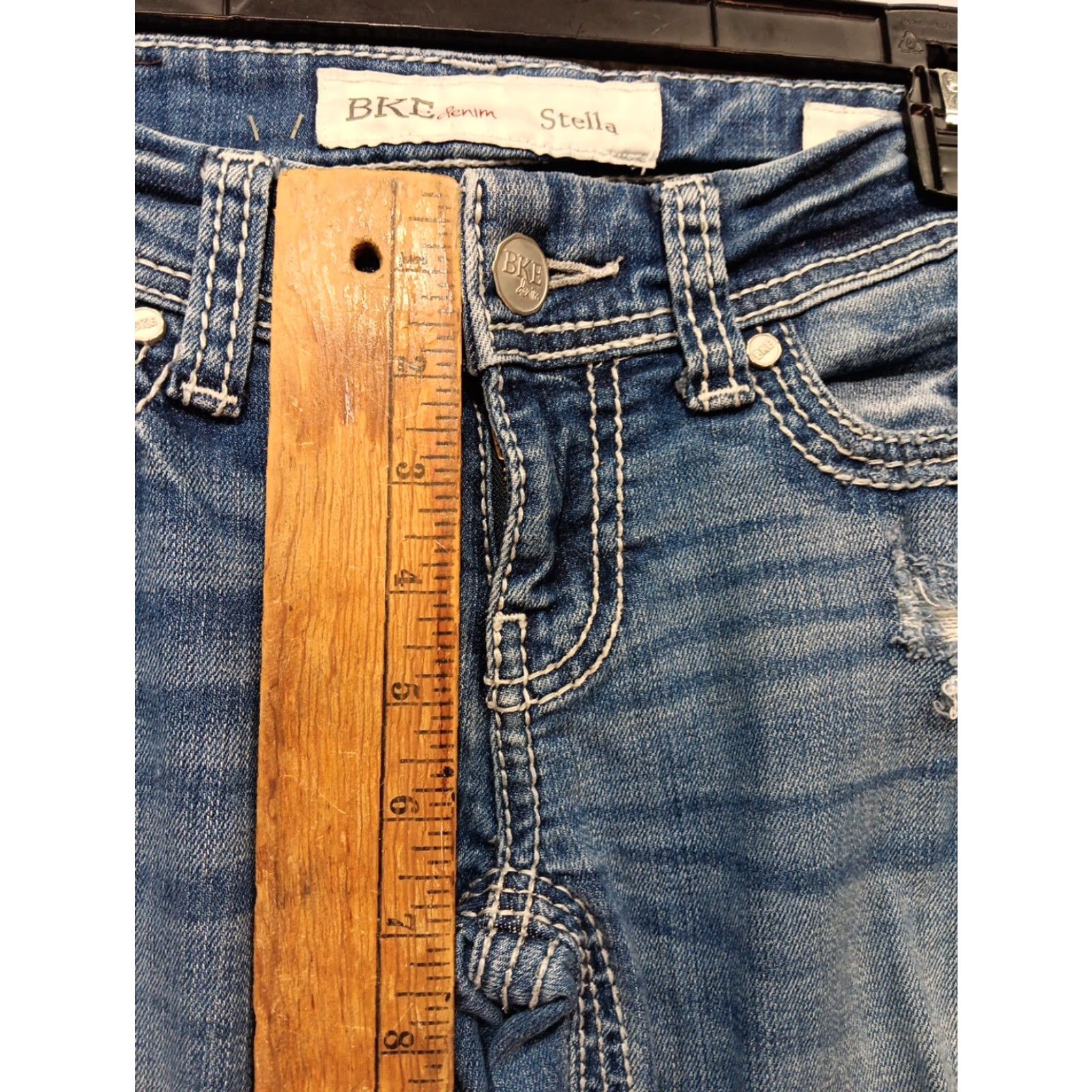 Vintage BKE Buckle Jeans Women's 26R 31.5L Stella Straight Stretch Denim Distressed Jeans Blue 5-Pocket Logo Button Zip Mens Womens Girls? Size 26" / US 2 / IT 38 - 7 Thumbnail