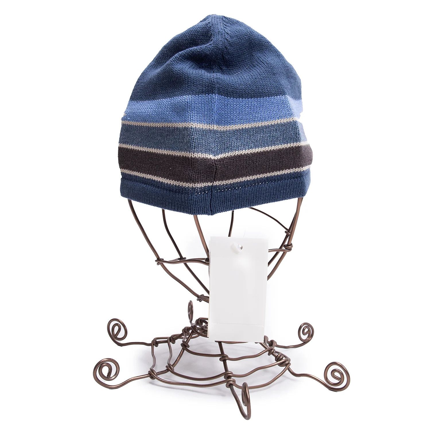 Armani Cotton Rayon Star Jacquard Beanie in Blue Beige Size ONE SIZE - 4 Thumbnail