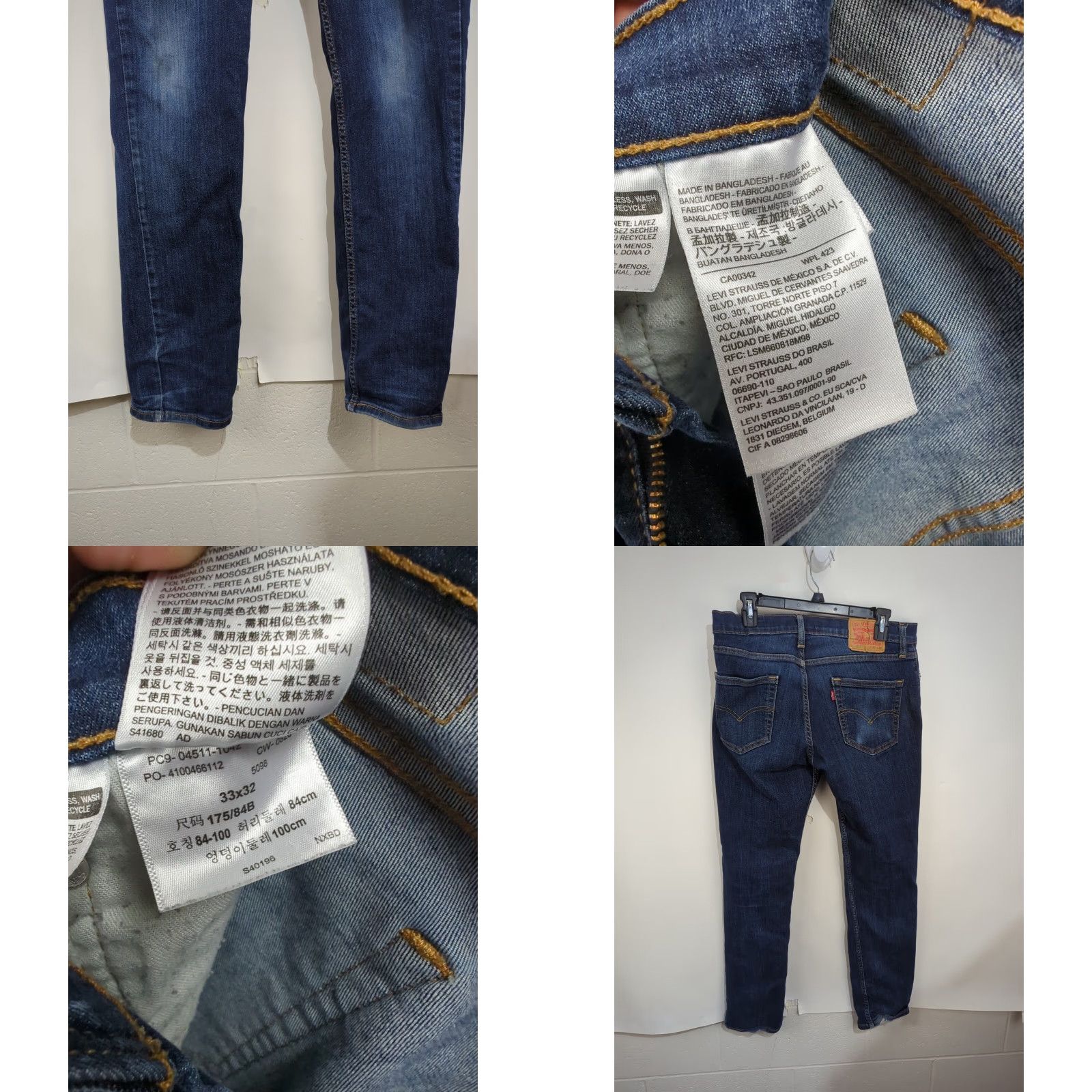 Levi's Levi's 511 Slim Fit Straight Leg Jeans Mens 33x32 Dark Wash Blue Stretch Denim Logo 5-Pocket Vintage No Size US 33 - 8 Thumbnail
