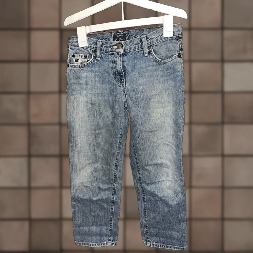 J.Crew VINTAGE J.CREW Cropped Jeans Women Size 4P Petite Blue 90s Boho Festival Retro Size 27" / US 4 / IT 40 - 1 Thumbnail