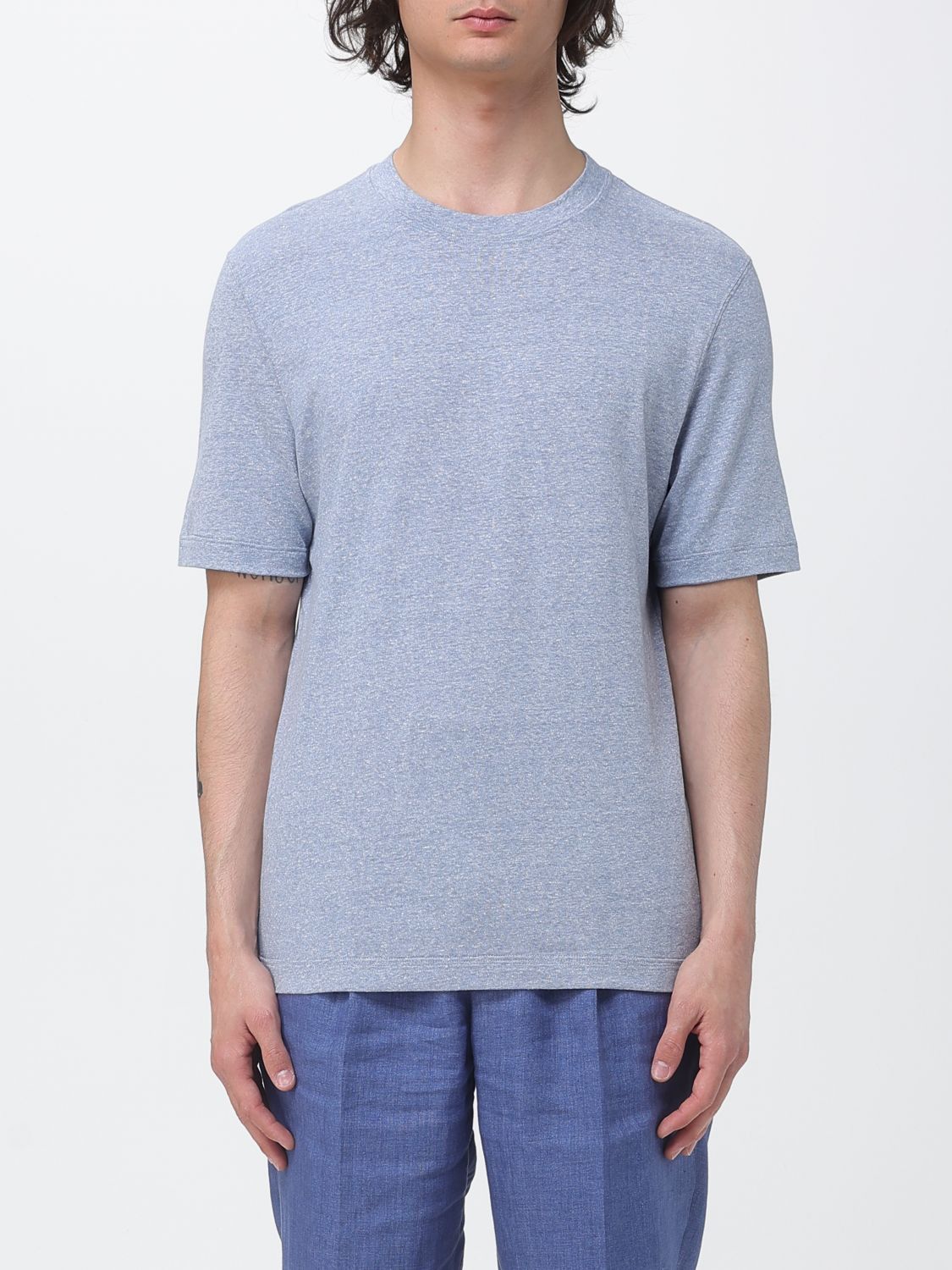 Brunello Cucinelli Brunello Cucinelli T-Shirt Men Gnawed Blue Size US S / EU 44-46 / 1 - 1 Thumbnail
