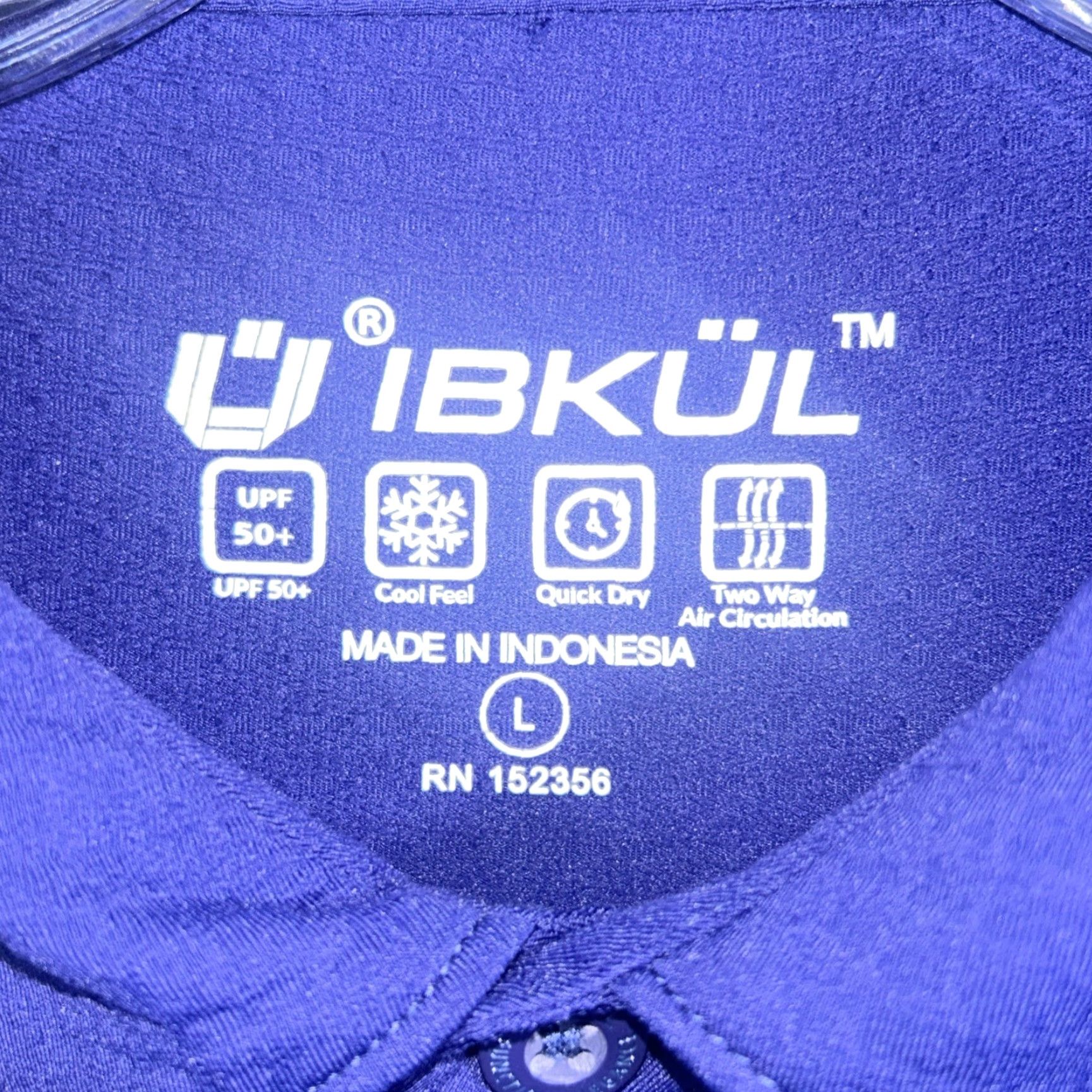 Vintage IBKUL Polo Shirt Mens L Blue Long Sleeve UPF 50 Quick Dry Performance Golf Shirt Size US L / EU 52-54 / 3 - 3 Thumbnail